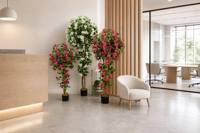 Pohon Bougainvillea Berbunga Buatan Daun Putih Plastik Ramah Lingkungan Realistis 180CM Dekorasi Rumah Hotel Kantor Taman