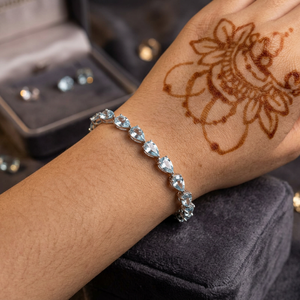 Pulsera de Eslabones R Creation de Plata de Ley 925 con Aguamarina Corte Pera 6x4mm, Gema Azul, Elegante y de Lujo para Boda - Product Image 5