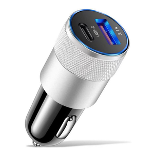 2in1 3.1A <span class=keywords><strong>USB</strong></span> + <span class=keywords><strong>C</strong></span> شاحن <span class=keywords><strong>USB</strong></span> مسدس فولاذ من سبائك الألومنيوم شاحن سيارة 15W 18W لشاحن سيارة الهاتف المحمول - Product Image 4