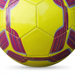 Balón de fútbol amarillo con diseño morado, fútbol de cuero PU duradero para deportes de interior y exterior, entrenamiento, máquina de juego cosida - Product Image 1