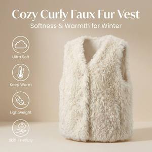 Gilet en fausse <span class=keywords><strong>fourrure</strong></span> de mouton écologique pour femmes, ultra-doux, en sherpa thermique, polyvalent pour superposer en hiver - Product Image 1