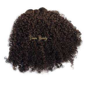 Afro Coily murni akar gelap #2 Kinky keriting coklat balayage sorot rambut keriting kinky eksotis gelombang pakan Jerry keriting bundel rambut manusia - Product Image 4