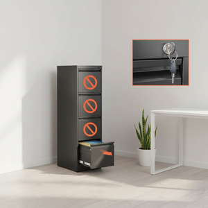 4-<b>Drawer</b> Steel Modular Modern Lateral <b>File</b> Cabinet with Key Lock Wide <b>Drawers</b> for Hospital School Office Use - Product Image 2