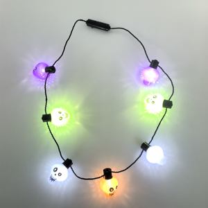 할로윈 파티를 위한 플라스틱 다채로운 해골 LED 빛나는 목걸이 장식 - Product Image 6