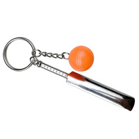 Mini porte-clés sportif en métal personnalisé, batte de cricket et ballon, accessoires de sac, léger, ornement pour voiture et porte-clés