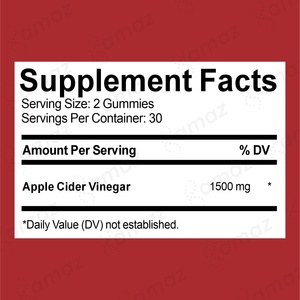 Amaz Wholesale Private Label Tests de tierce partie Vegan 500mg Acv Minceur Vinaigre de cidre de pomme Gummies Supplément pour la perte de poids - Product Image 2