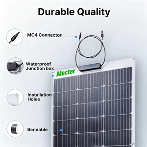แผงโซลาร์เซลล์แบบยืดหยุ่น ALECTER โมโนคริสตัลไลน์ซิลิคอน 100W สีดำ ประสิทธิภาพสูง โมโนเซลล์ 23% IP67 กันน้ำ น้ำหนักเบา รุ่น APH-P03 คุณภาพสูง - Product Image 2