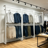 Porte-vêtements double couche en métal Mingtang, support de présentation de vêtements en acier blanc pour magasin de détail