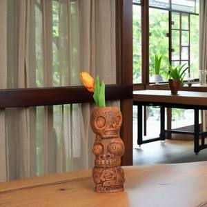 Florero de cerámica hecho a mano, vaso con forma de hueso, jarrón para decoración del hogar, Tiki Tony's Head Stack Cup, taza Tiki de cóctel - Product Image 1