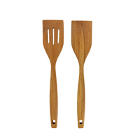 Ensemble de spatules professionnelles en bois d'acacia, paire d'ustensiles de cuisine durables et anti-rayures pour retourner, mélanger et cuire