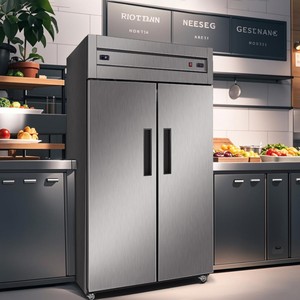 Congélateur vertical à double porte en acier inoxydable, grande capacité de stockage alimentaire, équipement de restauration commercial pour restaurant, cuisine, entreprise - Product Image 1