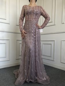 Rosa o-collo a maniche lunghe abiti da <span class=keywords><strong>sera</strong></span> serena collina LA71696 <span class=keywords><strong>madre</strong></span> della sposa abiti da festa con perline per le donne - Product Image 6