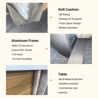 Meubles de jardin personnalisés, table à manger extensible avec plateau en céramique, cadre en aluminium imperméable pour restaurant, hôtel ou villa