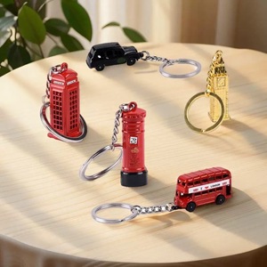 Porte-clés miniature en métal et plastique, modèle de bus rouge et cabine téléphonique de Londres, souvenir de l'Angleterre, cadeau tendance - Product Image 4
