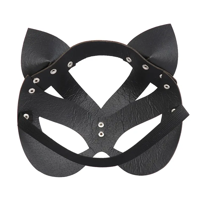 WY Leather Bondage Fetish Mask SM Fox Eye Mask Harness Mask
