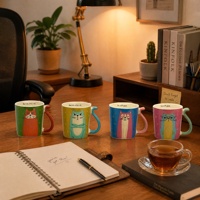 Set Cangkir Kopi Keramik SWT Sweet 4Pcs dengan Gagang Ekor Kucing, Desain Slogan Lucu, Hadiah Teh, untuk Rumah, Kantor, Grosir, Langsung dari Pabrik