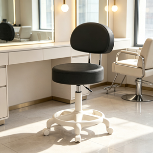 Tabouret pivotant de salon professionnel pour coiffeurs, techniciens en ongles, maquilleurs et barbiers seniors, utilisation à domicile sur coiffeuse - Product Image 4