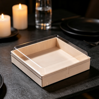 Boîte à emporter en bois de peuplier biodégradable ESTICK, luxe abordable, avec couvercle en PP, pour l'hôtellerie, les mariages et la restauration