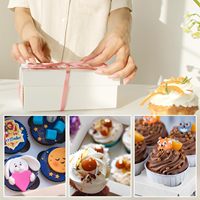 Boîtes à cupcakes, lot de 12, blanches, avec fenêtre et inserts gaufrés, en matériaux recyclés, pour boulangerie et desserts