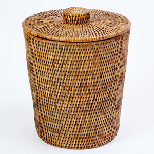Panier de rangement en rotin fait main avec couvercle, panier à linge en osier naturel, organisateur de décoration pour la maison - Product Image 1