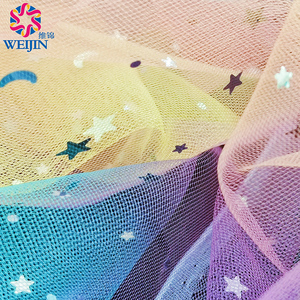 Colore arcobaleno poliestere plissettato con stampa stella luna con motivi rotondi glitterati con paillettes <span class=keywords><strong>in</strong></span> tessuto <span class=keywords><strong>in</strong></span> Tulle tessuto <span class=keywords><strong>in</strong></span> maglia gonna abito - Product Image 2