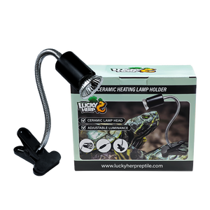 Lucky Herp High Quality 25W/50W Round Halogen Lamp Holder (Black Plastic &amp; Iron) for Reptile &amp; Amphibian <strong>Vivarium</strong> <strong>Lighting</strong> - Product Image 2