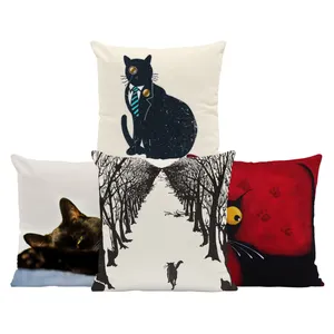 Super Kwaliteit Zwarte Kat Kussenslopen Decoratieve Grappige Dier Kussens Covers Voor Interieur