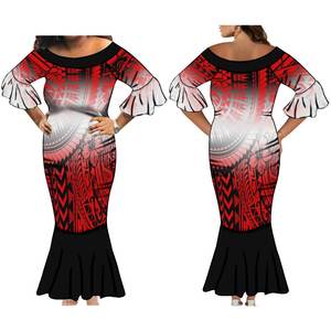 <span class=keywords><strong>Robe</strong></span> en queue de poisson à manches froufrous imprimée de fleurs hawaïennes en 1 quantité minimale de commande <span class=keywords><strong>Robe</strong></span> sirène <span class=keywords><strong>moulante</strong></span> décontractée pour femmes vêtements pour femmes de grande taille - Product Image 4