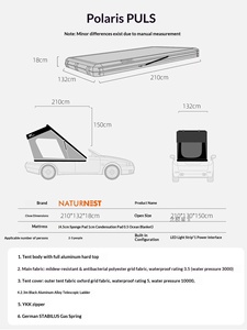 Tenda Atap Mobil Houmu Empat Musim Tipe Double-Layer Extended, Pembukaan Otomatis Cepat, Oxford Anti Air >3000mm, Dapat Dilipat - Product Image 2