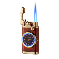 Allume-cigare LC-181 multifonctionnel haut de gamme briquet gonflable en métal coupe-vent avec horloge pour cadeaux de cigarettes