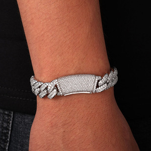 Pulsera de Cadena Cubana de Doble Hilera NUOYA de 13 mm, Chapada en Oro Blanco, Joyería Hip Hop, Cierre de Caja Curvo, Pulsera de Zirconia, Estilo Rapero - Product Image 3