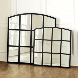 Large Decorative Outdoor <strong>Black</strong> Metal Wall Hanging <strong>Window</strong> Arch Frame <strong>Mirrors</strong> - Product Image 3