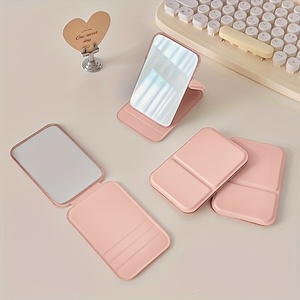 Mini Tabletop xách tay có thể gập lại vuông một mặt Vanity gương mỹ phẩm với PU da trường hợp du lịch Kích thước túi - Product Image 4