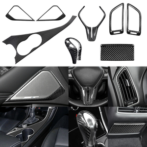 シャシャ カーボンファイバー ボディセット ギアシフトカップ ダッシュボード エアアウトレット ドアハンドルパネル インテリアアクセサリー インフィニティ Q50 Q60用 - Product Image 2