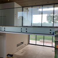 DF Glasgeländer für Geschwungene Treppen, Freitragende Treppen, Abstandshalter-Geländersystem mit Spiegelglanz-Oberfläche aus Stahlmaterial für Balkon- und Terrassenanwendungen