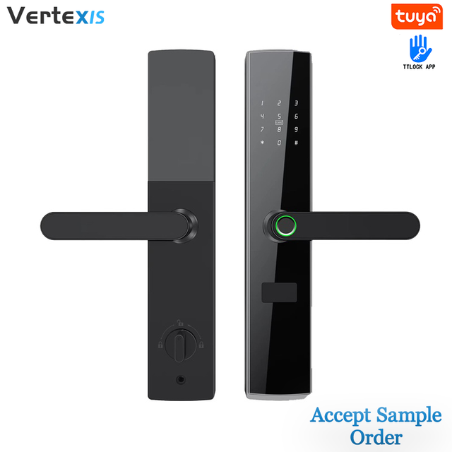 Vertexis Semi-Automatic Smart Digital Door Lock High Quality Biometric Fingerprint TT Lock Tuya App Remote Control RFID IC Card