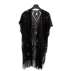 Buonic Copricostume Estivo da Donna, Tunica Casual da Spiaggia 85x90cm con Frange Stile Boho - Product Image 1