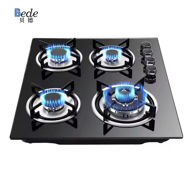 2025 Top Cooktop 4 Burner Gas Stove Built in Tempered Glass Black Surface 4 Burner Cooker Gas Stove