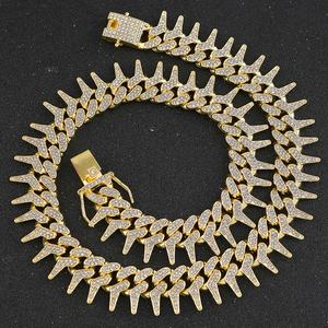 Collier ras du cou pour homme style hip-hop avec zircon et pierres en verre, chaîne cubaine de haute qualité entièrement sertie de pierres, bijoux pour homme - Product Image 4