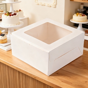 Thực Phẩm Tùy Chỉnh Cấp Giấy Trắng Bánh Hộp Vuông Các Tông Dùng Một Lần Bao Bì Hộp Bánh Với Cửa Sổ - Product Image 1