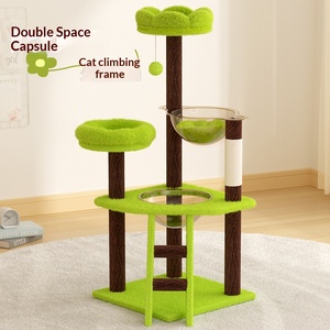 คอนโดแมวหรูหราสีเขียว หลายชั้น ดีไซน์เรียบง่าย สนุกสนาน พร้อมเสาปีนป่ายทำจากไซซอล - Product Image 2