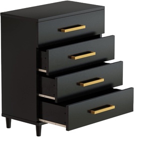 Đen đầu giường với ngăn kéo bằng gỗ 4 ngăn kéo ngực văn phòng lưu trữ tập tin Tủ ngăn kéo nhỏ tủ quần áo cho phòng ngủ - Product Image 1