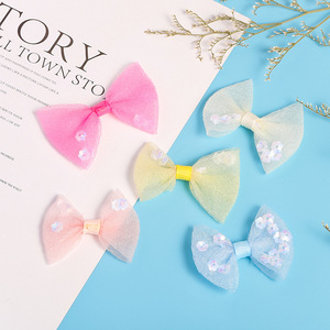 Accesorio para el cabello con lazo de malla de gasa con lentejuelas estilo coreano para niños, uso diario, decoración de joyería DIY - Product Image 1