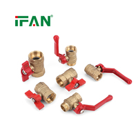 IFAN Nouvelle Conception Vanne à Vis en Laiton Forgé 1/2 po 3/4 po 1 pouce avec Poignée Rouge pour Eau et Gaz - Vanne à Boisseau Sphérique en Laiton