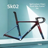 Cuadro de Bicicleta de Carretera de Fibra de Carbono T800, Diseño Aerodinámico Resistente al Viento, Estándar de Competición, Cableado Interno Completo, Rosca BSA, 700C