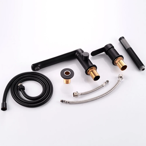 Vàng Hiện Đại 4 Mảnh Nóng Và Lạnh Sàn Gắn Brass Bồn Tắm Bồn Tắm Tập Tin Đính Kèm Tap Vòi Nước Thiết Lập Với Tay Vòi Hoa Sen Vòi Nước - Product Image 6
