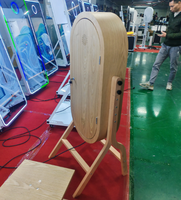 Espejo Ovalado de Madera Sólida para Photobooth, Cristal de 40 Pulgadas con Pantalla Táctil Interactiva de 21.5 Pulgadas, Luz LED, para Eventos