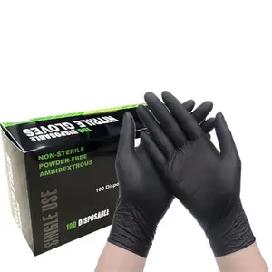 TG-2 100% pure disposable black blue 9 inches 3mil 4 mil 5mil spa salon tattoo salon grip anti-impact make up nitrile gloves