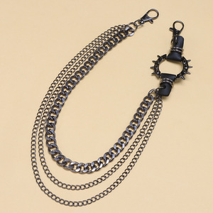 โซ่คาดเอวสไตล์พังก์ โซ่โลหะแบบมีหนาม สีดำ ทำจากโลหะผสมสังกะสี แฟชั่นลำลองสำหรับใส่กับกางเกงยีนส์และกางเกงอื่นๆ - Product Image 2