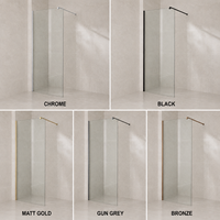 Porte de douche sans cadre 700-1200 mm de largeur et 2000 mm de hauteur, panneau de douche fixe simple en verre transparent, paroi de douche en verre trempé